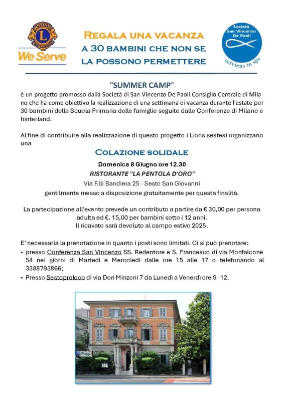 Regala una vacanza a 30 bambini che non se la possono permettere - Colazione solidale 