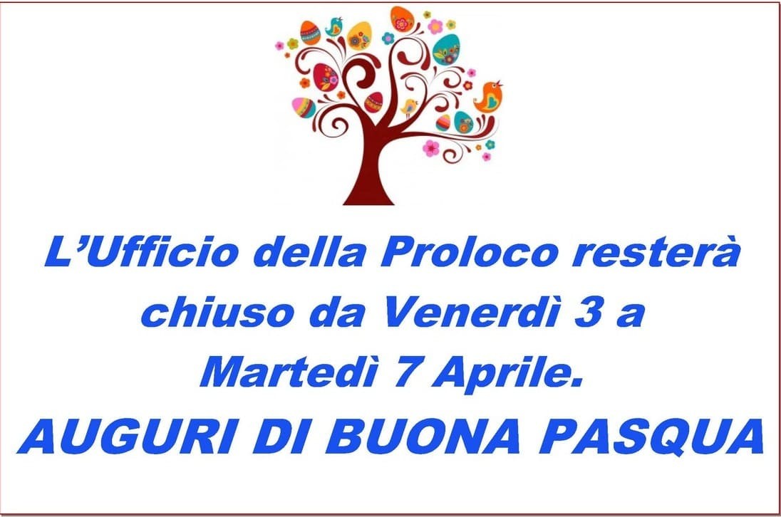 CHIUSURA FESTIVITA' PASQUALE 2026 SESTOPROLOCO APS