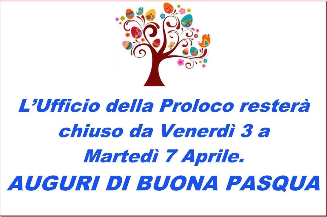 CHIUSURA FESTIVITA' PASQUALE 2026 SESTOPROLOCO APS